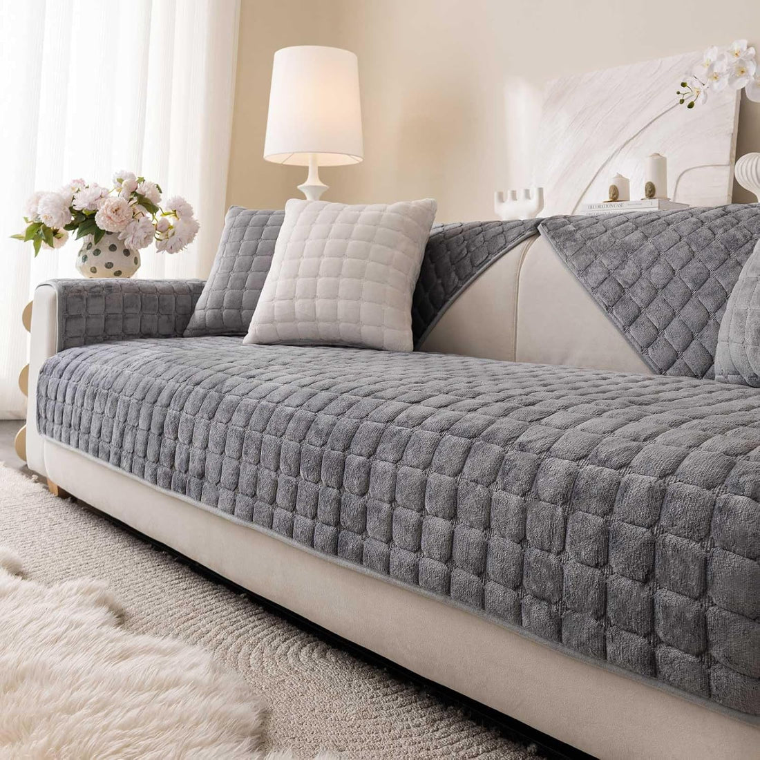 Velvet Washable Couch Cover,Nonslip Sofa Cover for Dogs.