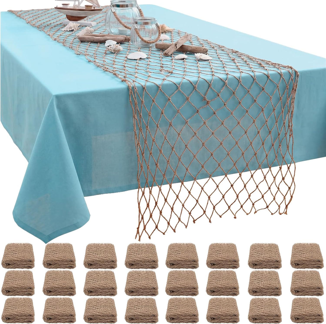 SATINIOR 12 Pcs 12 x 72'' Fishing Net Table Runner Party Decor