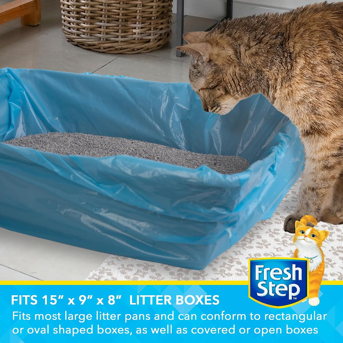 Fresh Step Drawstring Cat Litter Liners, Scented, 2.5 ft x 17 in, 7ct