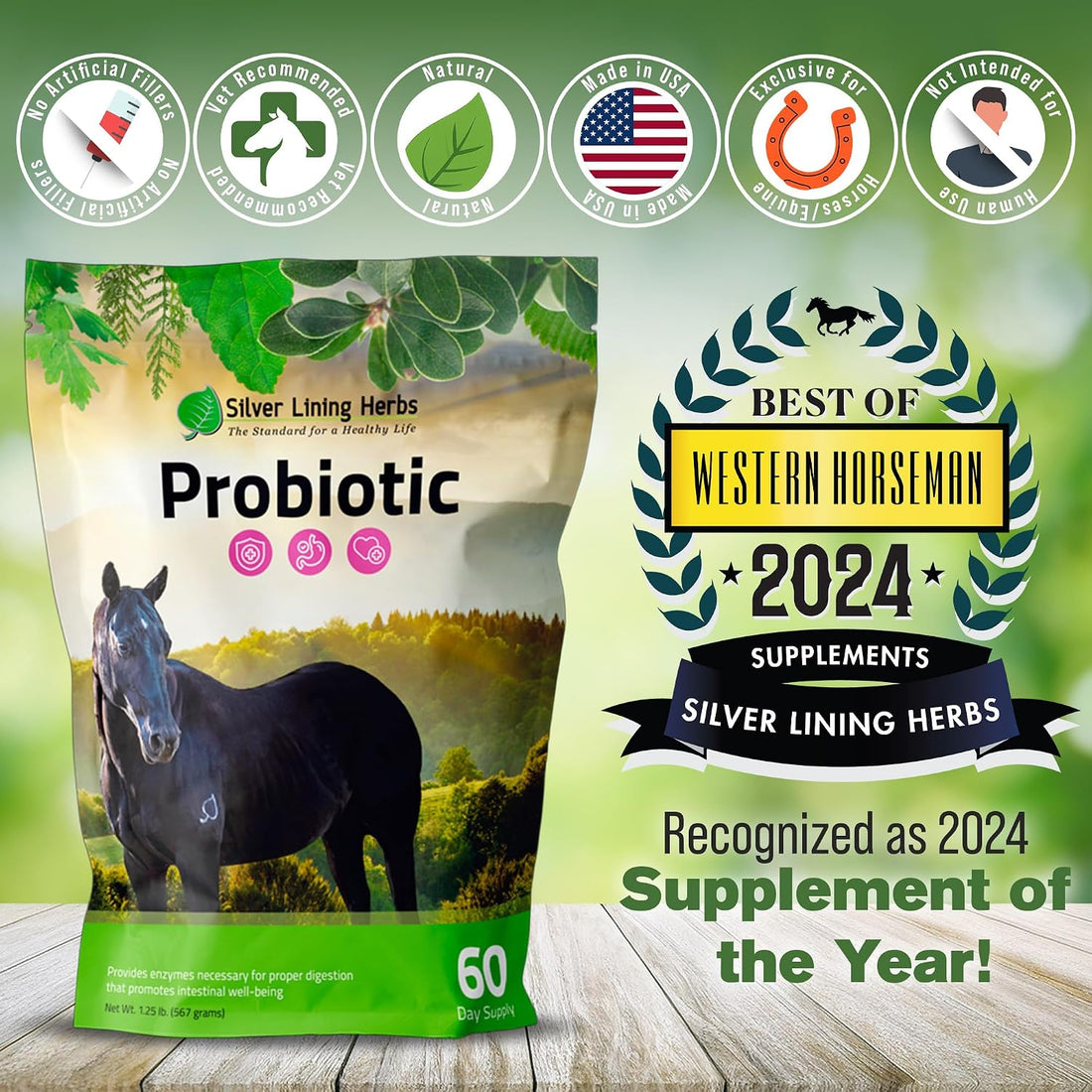Silver Lining Herbs Horse Probiotics Digestive Supplement - 1.25 lb