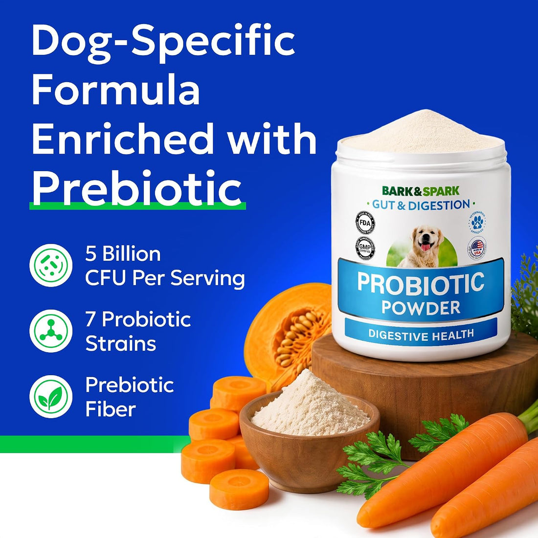 BARK&SPARK Dog Probiotics Powder — Advanced Vet-Formulated Formula