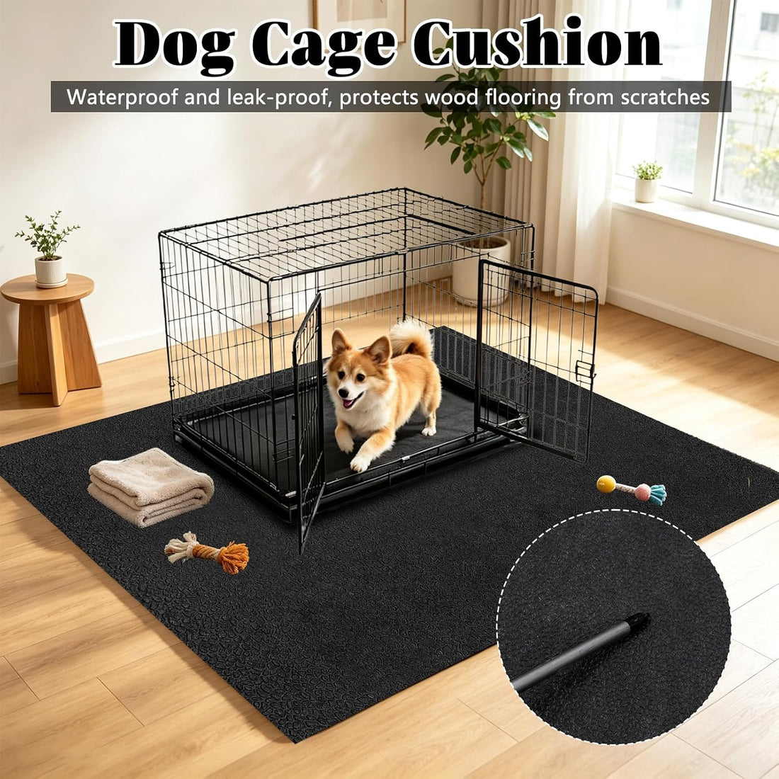 47"x61" Under Dog Crate Mat, Waterproof Floor Protector Mat
