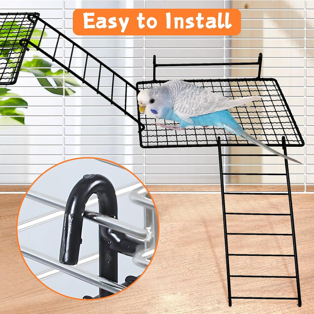 BNOSDM Stainless Steel Grid Platform for Parakeet 4 PCS Bird Perches