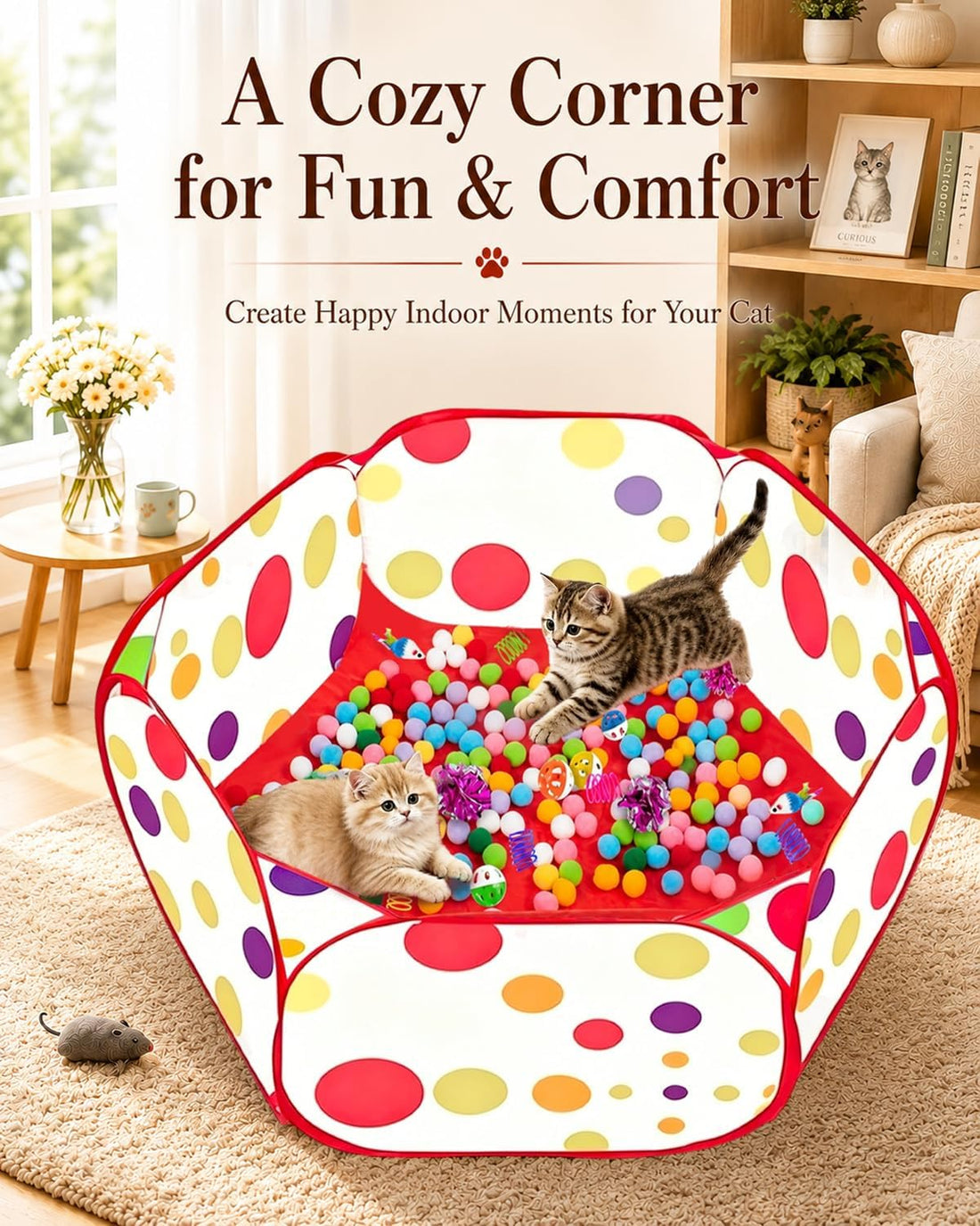 Cat Ball Pit with 227 Pcs Interactive Cat Toys