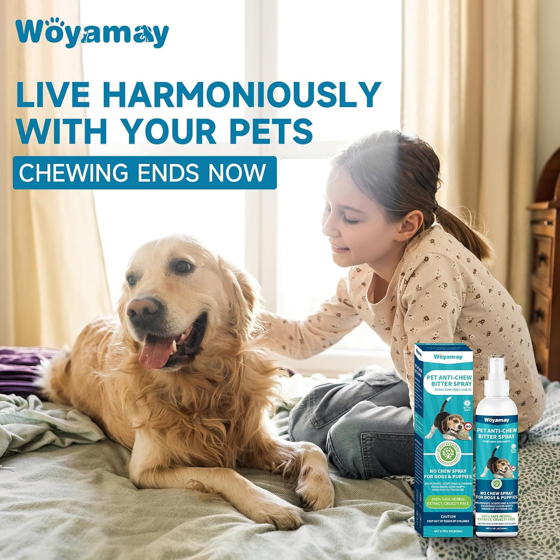 Woyamay Bitter Apple Spray for Dogs, No Chew Training Aid, 200 ml