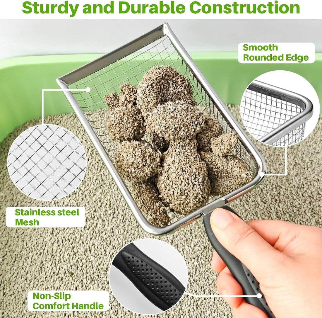 2 Pack Cat Litter Scoop with 3.8mm & 5mm Mesh