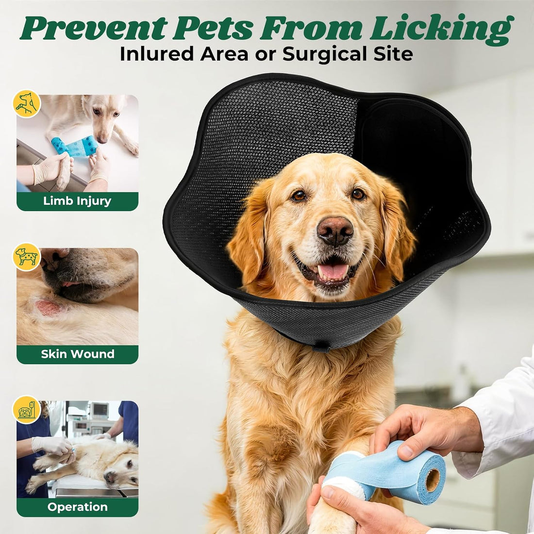Soft Dog Cone Collar,Adjustable Elizabethan Anti-Lick Pet Recovery