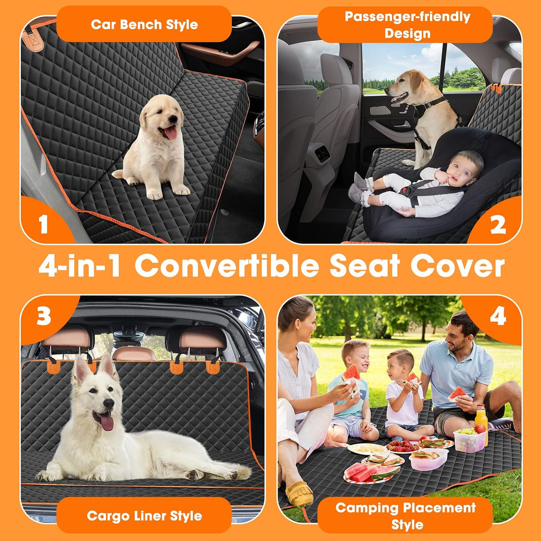 MIXJOY Dog Seat Cover for Back Seat Waterproof Dog Seat Covers