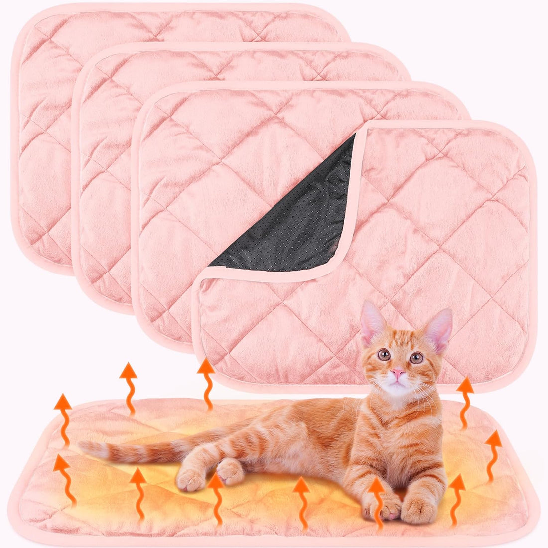 4 Pack Self Heating Cat Pad Self Warming Dog Mat, 16 x 20 Inch, Beige