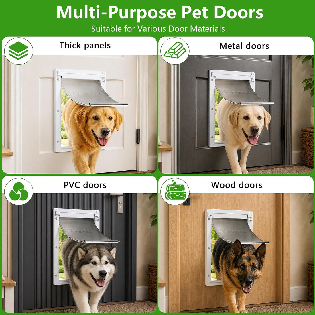 Large Dog Door for Door, Durable Plastic