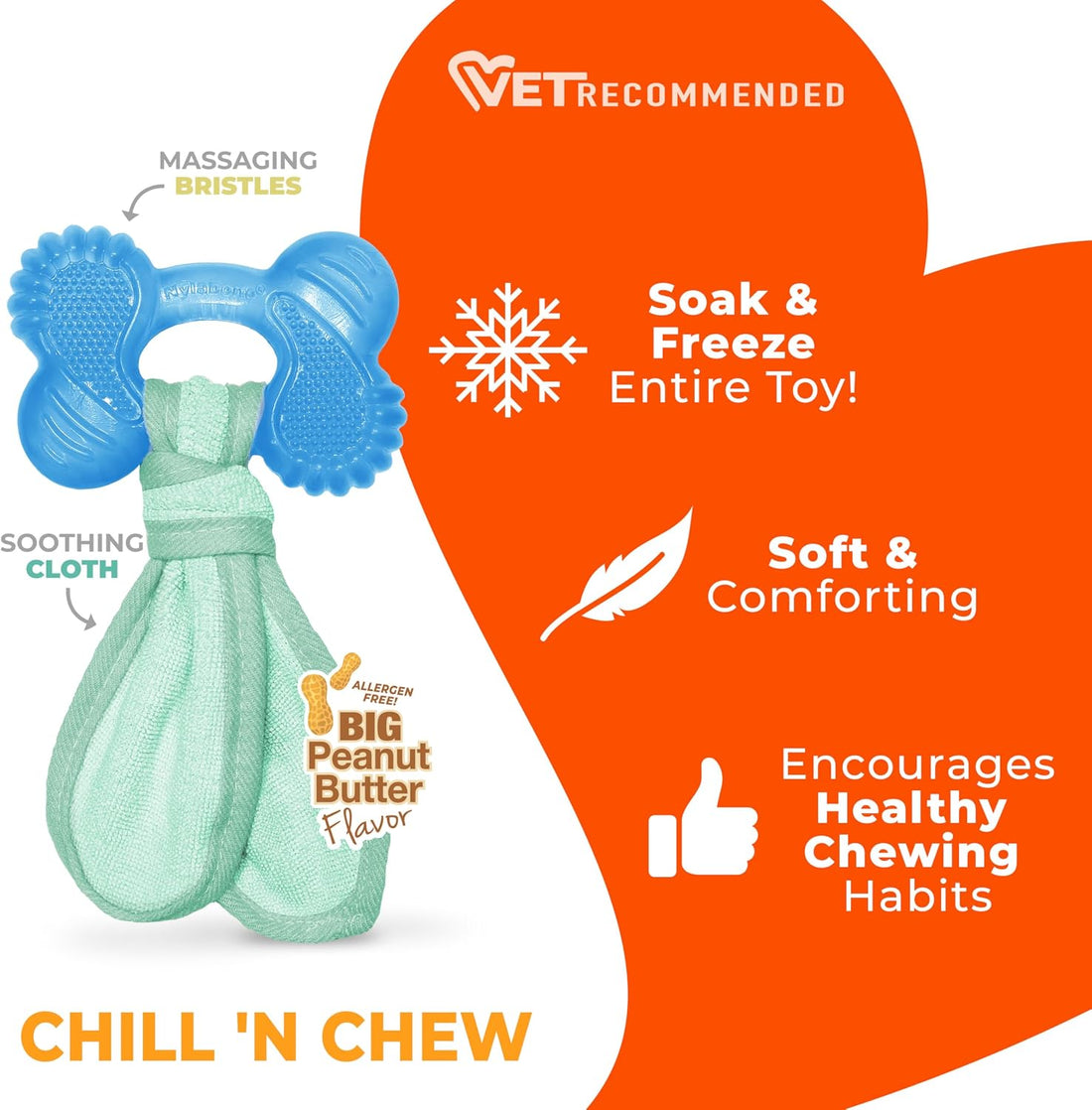 Nylabone Puppy Chew 2-in-1 Teething Freezer Bone Dog Chew Toy