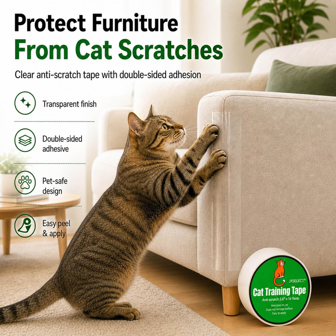 Anti-Scratch Tape for Furniture - Stop Cats from Scratching Couch