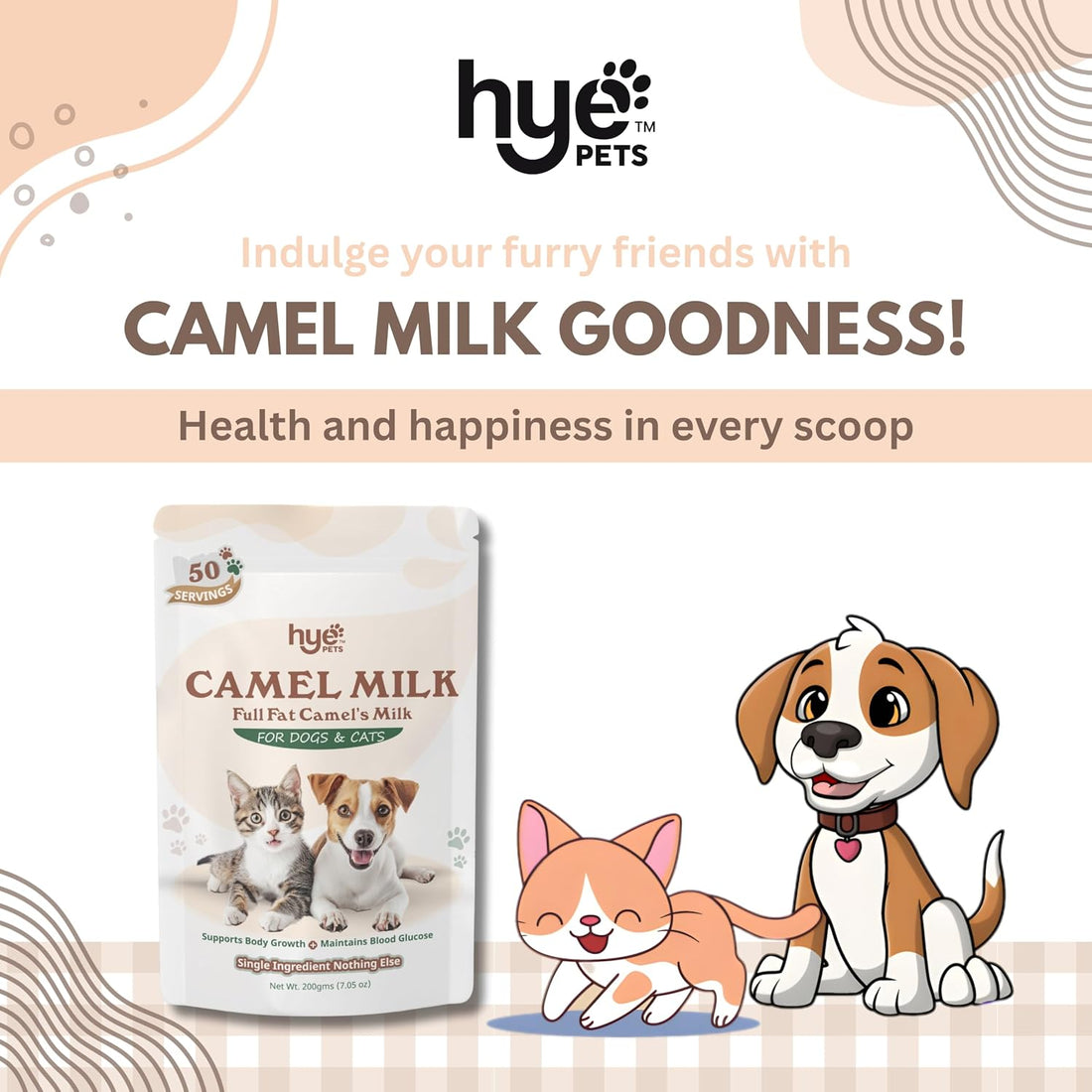 HYE Pets Full Fat Camel Milk Powder for Dogs & Cats