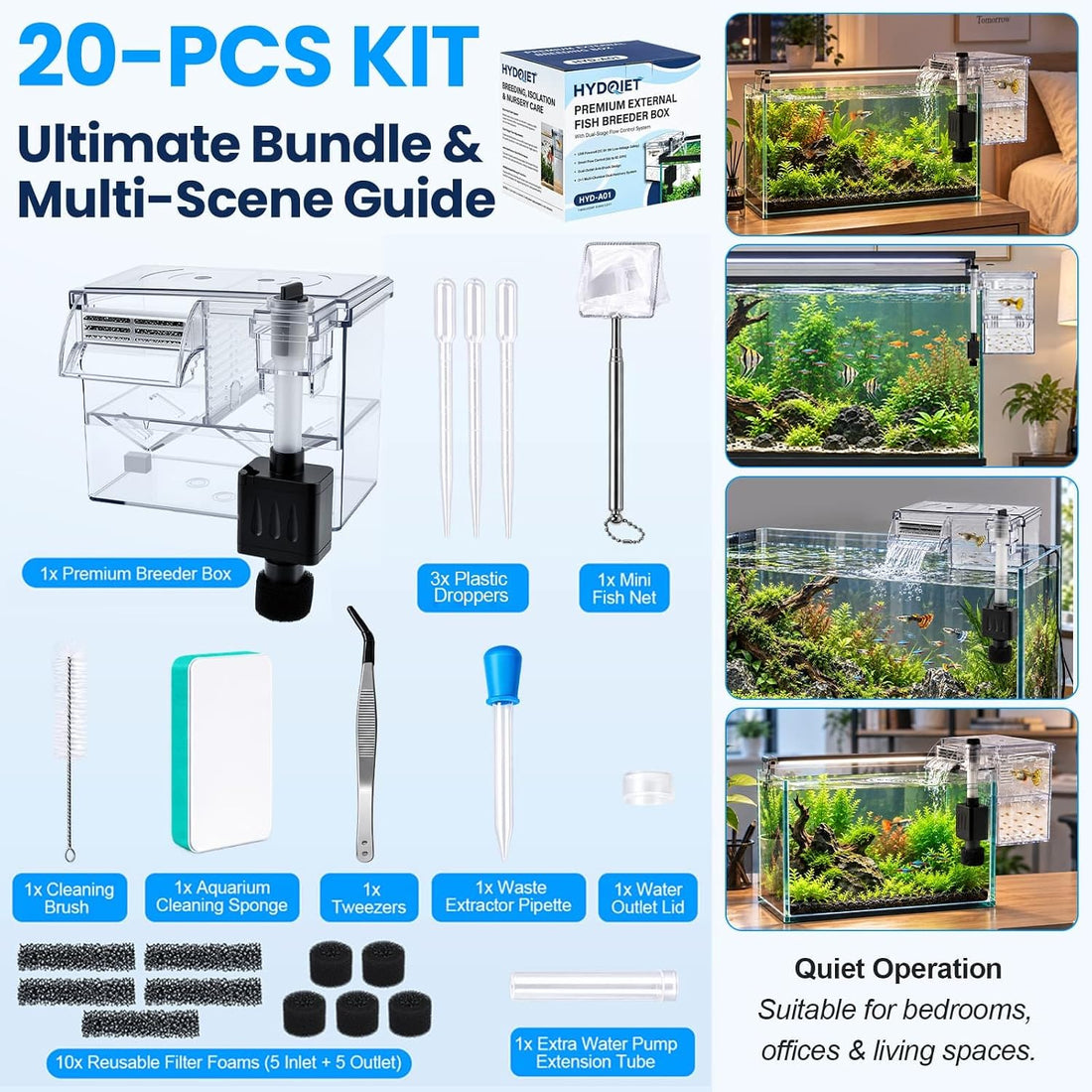External Fish Breeder Box for Fish Tank with USB Pump Aquarium