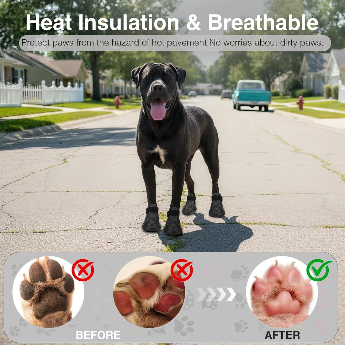 Dog Shoes for Hot Pavement and Snow - Waterproof, Non-Slip