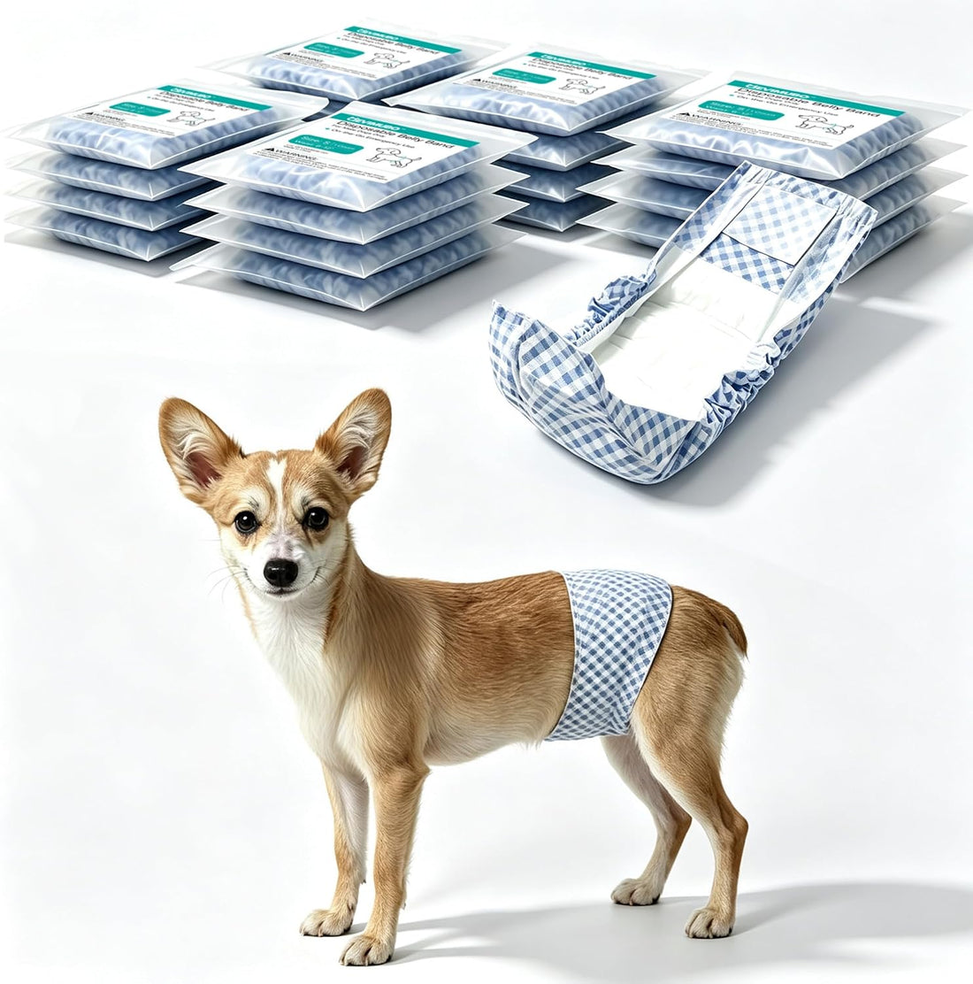 Belly Bands for Male Dogs, Individually Wrapped, 20 ct