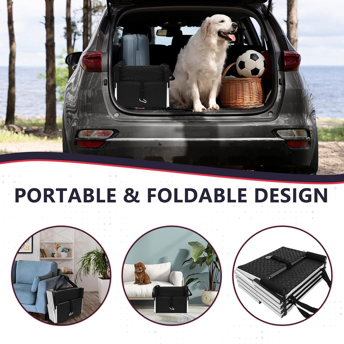 PENSUN Dog Stairs with Nonslip Surface Portable Folding Pet Ramp