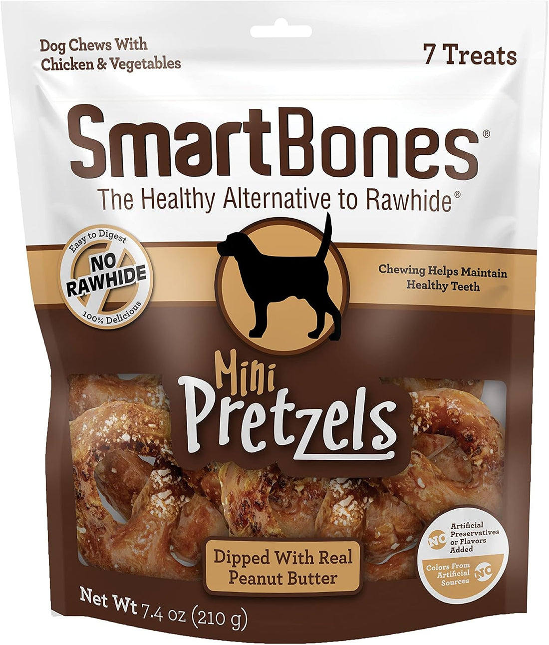 SmartBones Mini Pretzels Rawhide-Free Dog Treats, Peanut Butter