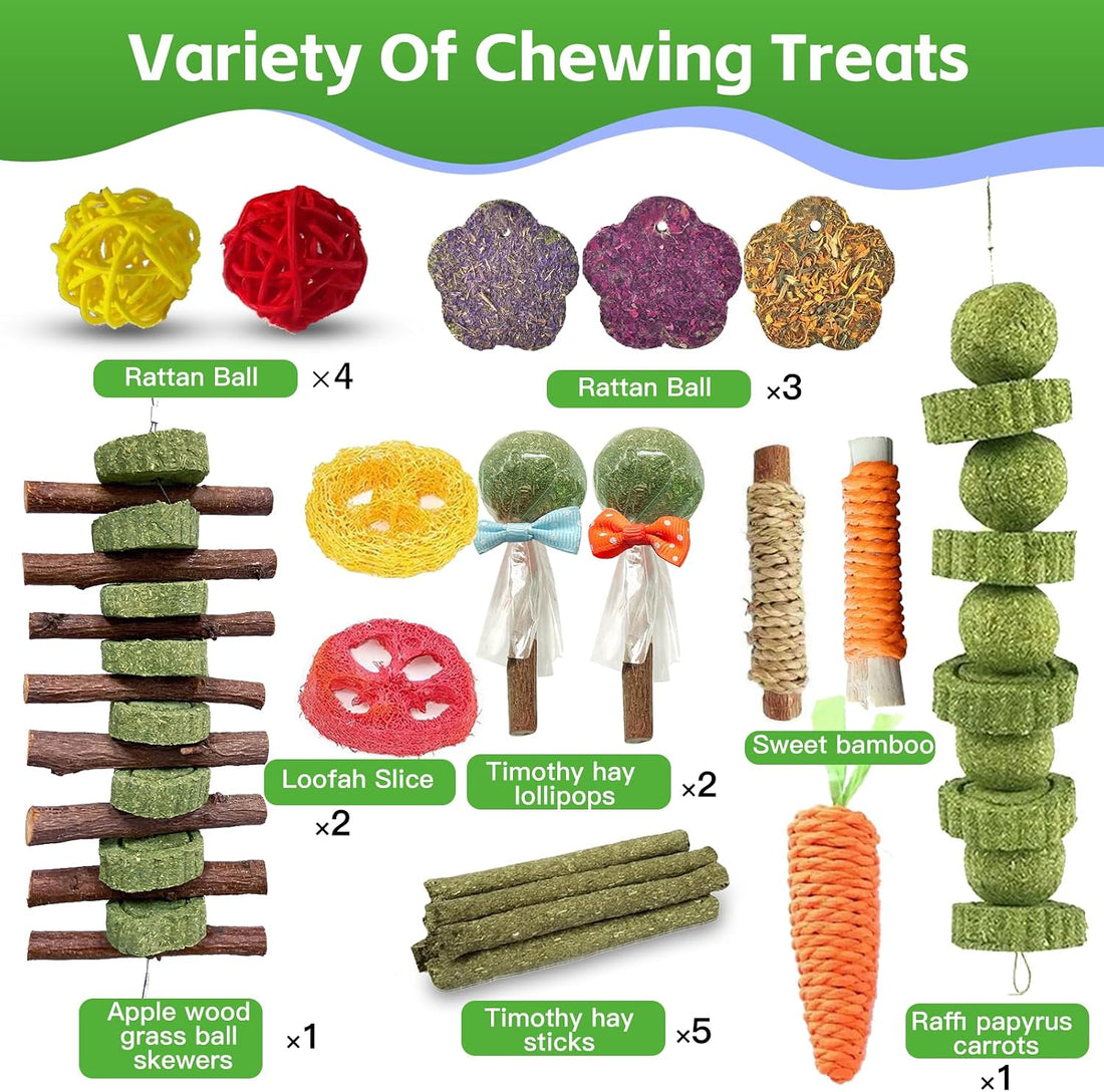 WDEFUN 21PCS Rabbit Chew Toys for Teeth Grinding