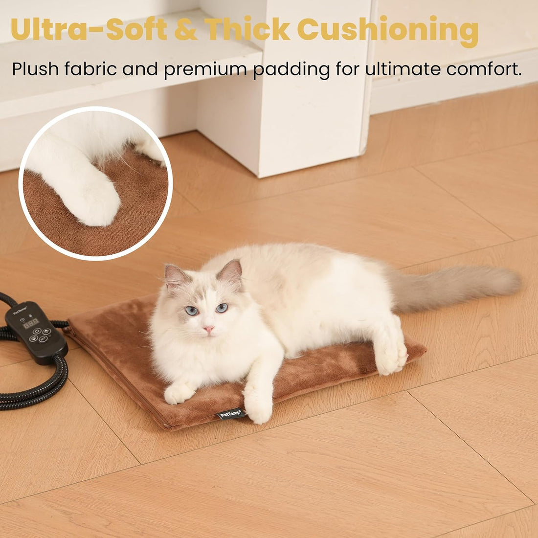 Cat Heating Pad, Heated Cat Bed, 5 Temps & Timer, MET Safety Listed