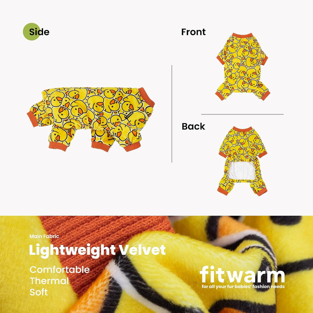 Fitwarm Funny Duck Dog Pajamas, Dog Winter Clothes for Small Dogs Girl