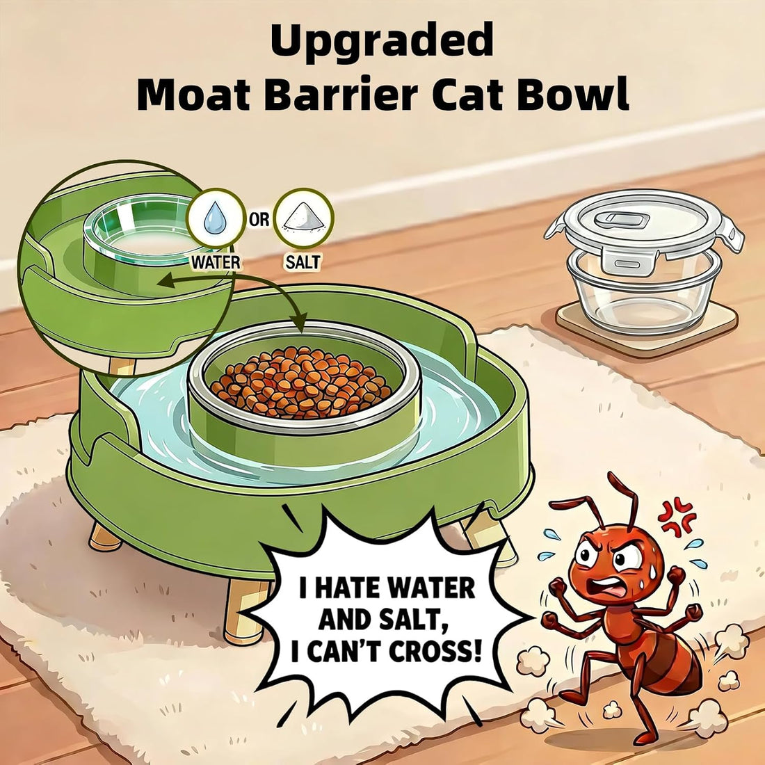 SXKBM 2 Pack Ant Not Cross Elevated Cat Bowls Mess Proof-4 Food Grade