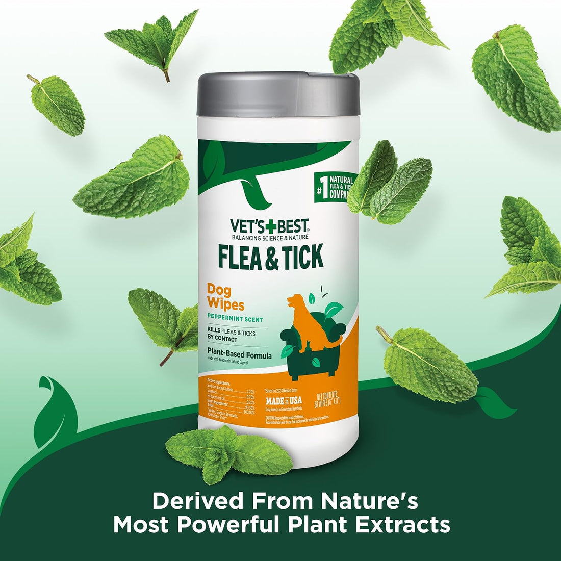 Vet's Best Flea & Tick Wipes for Dogs, Plant-Based, Pest Control