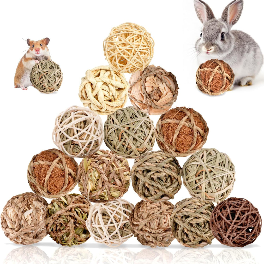 Sofier 12Pcs Timothy Hay Treats Rabbit Toys Bunny Toys Guinea Pig