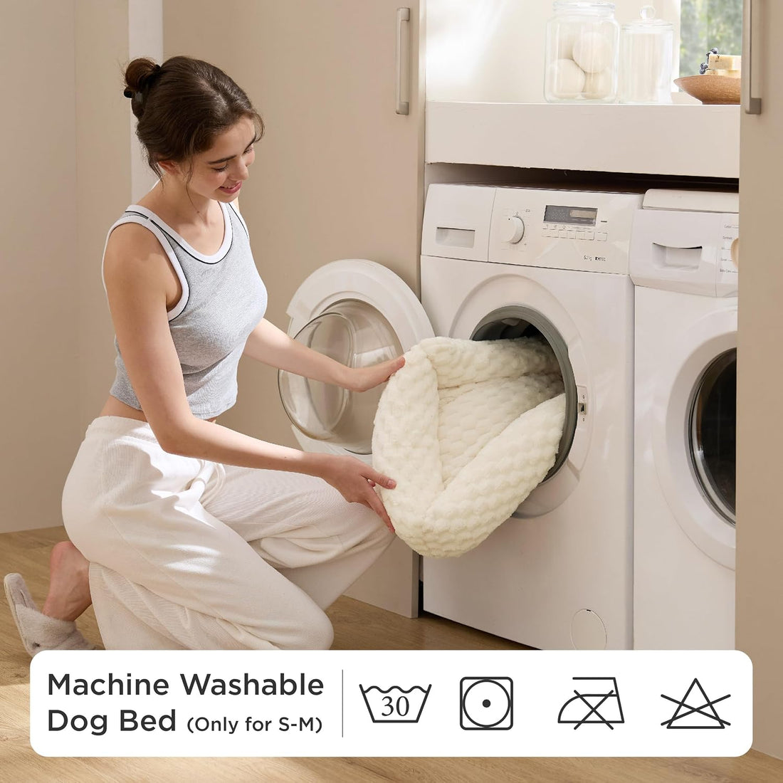 Bedsure Washable Fluffy Cute Dog Beds for Small & Medium Dogs, 25in