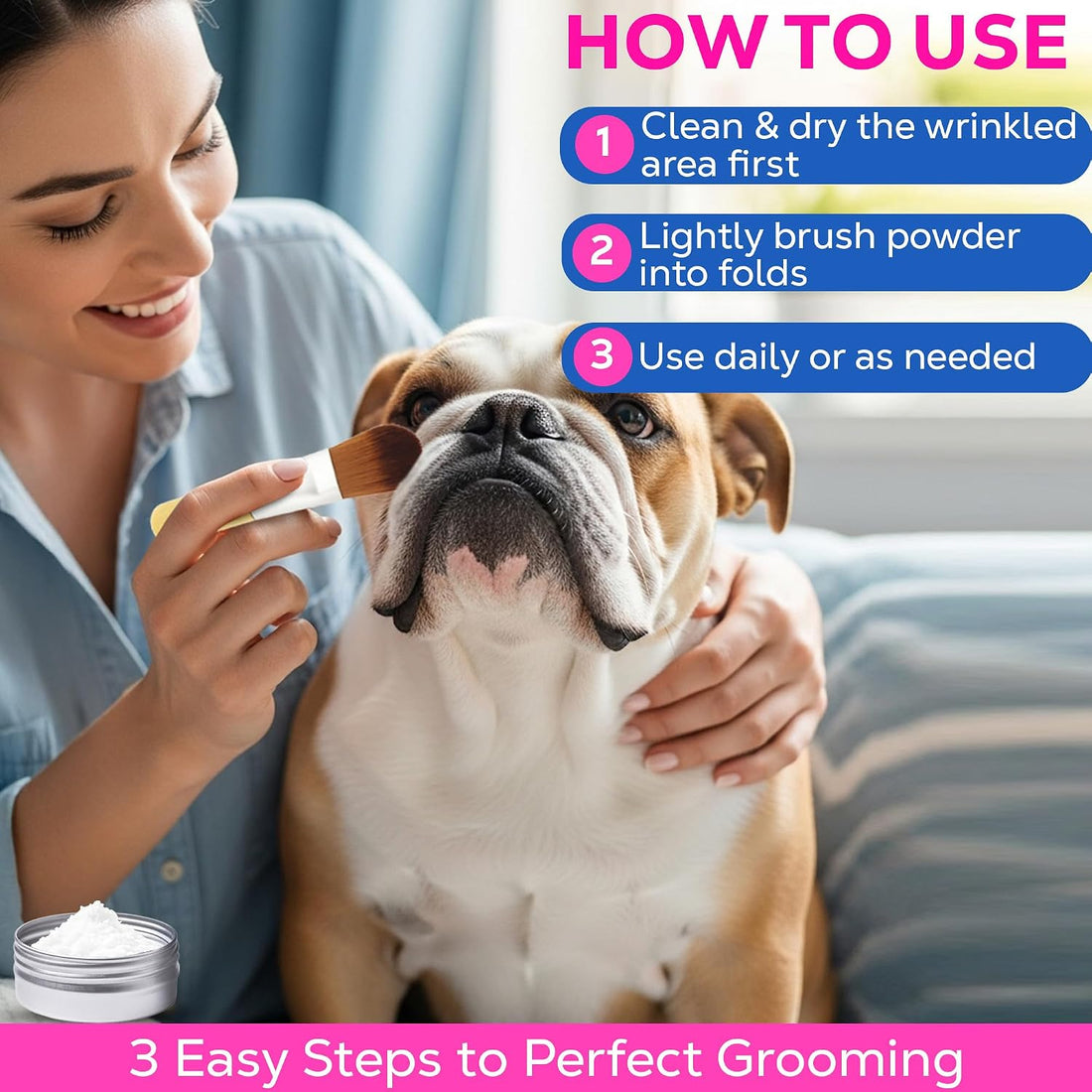 Bulldog Wrinkle Care Powder, Moisture & Odor Control, 50 g