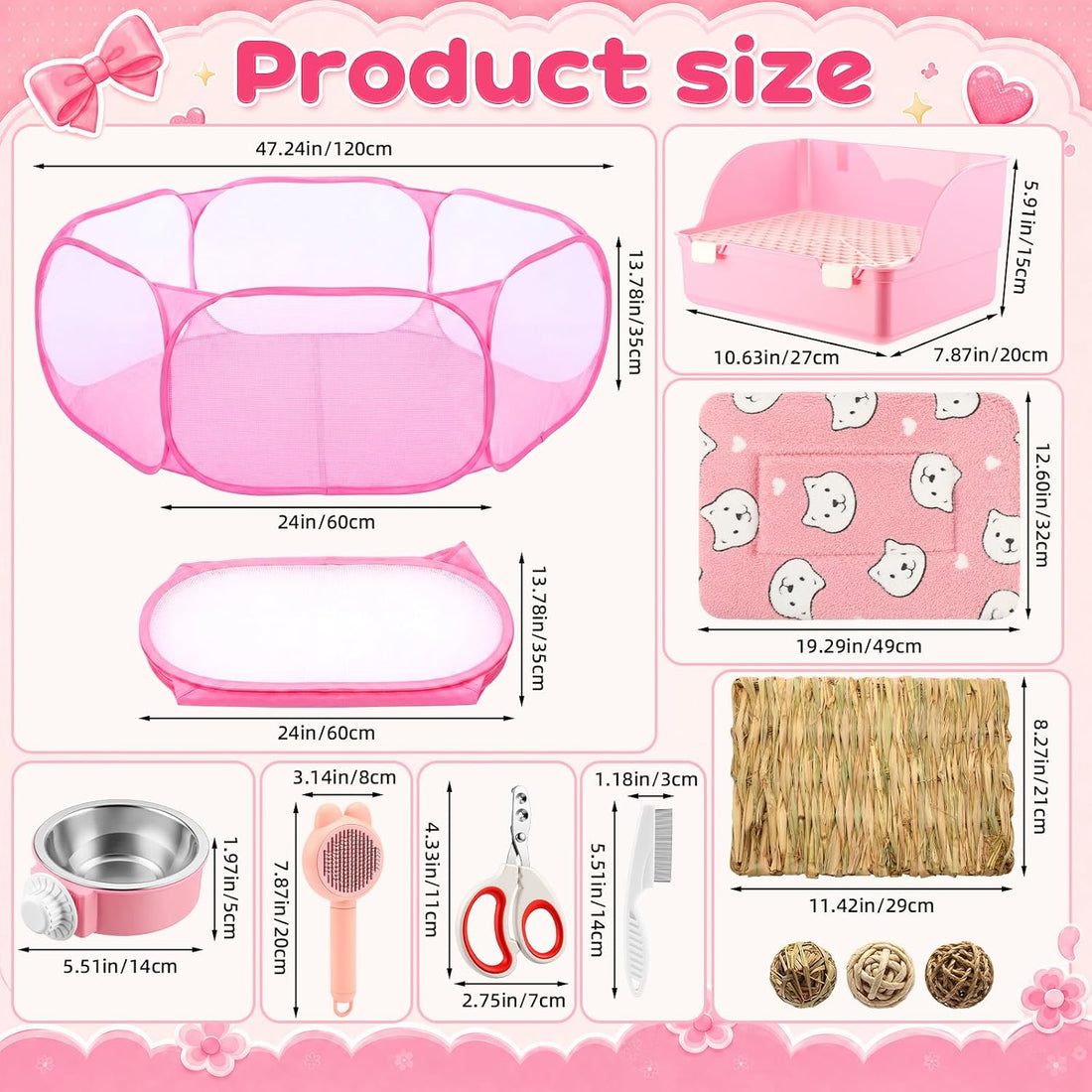 12pcs Bunny Starter Kit, Bunny Toy Grooming Set
