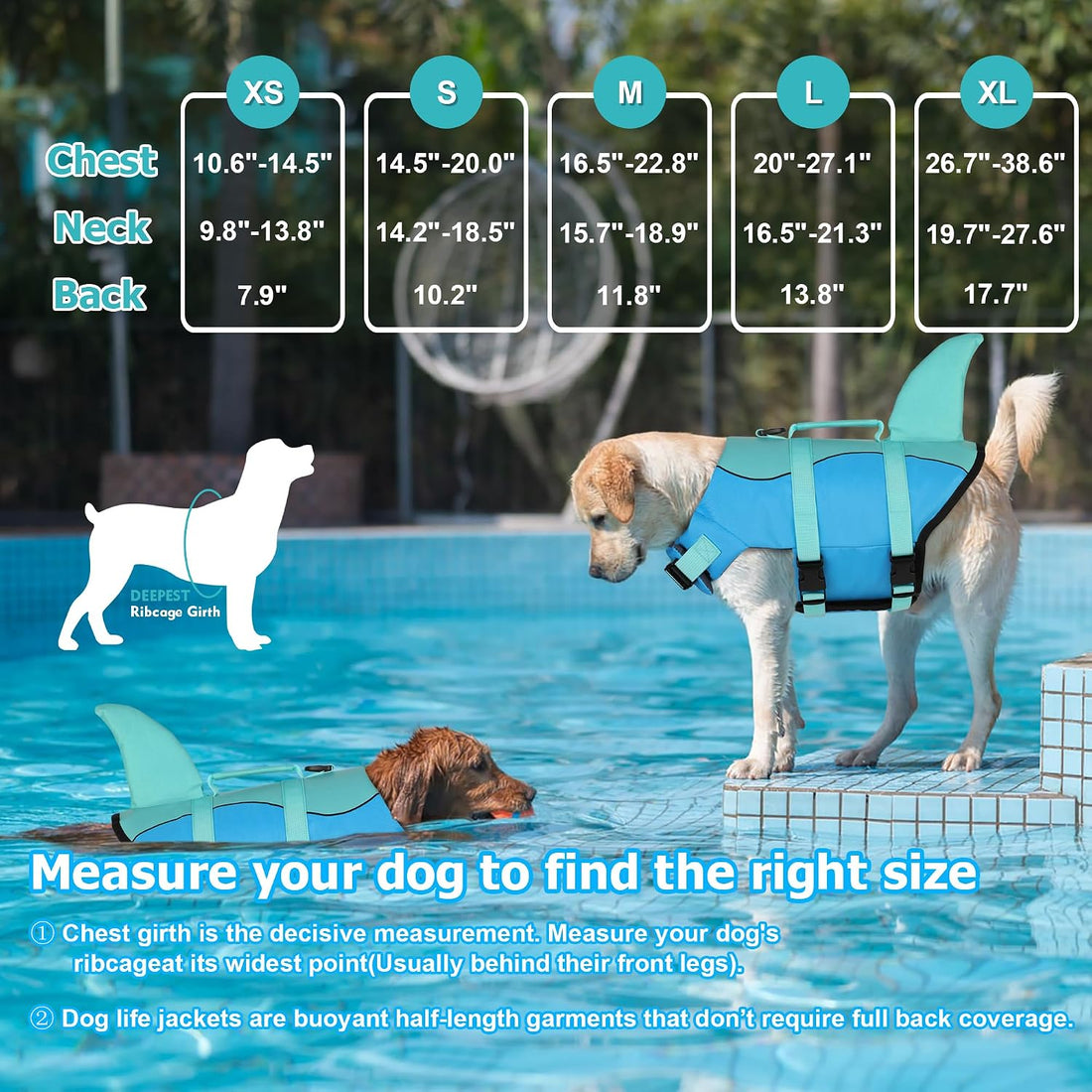 Dogcheer Dog Life Jacket, Cute Shark Dog Life Vest for Swimming