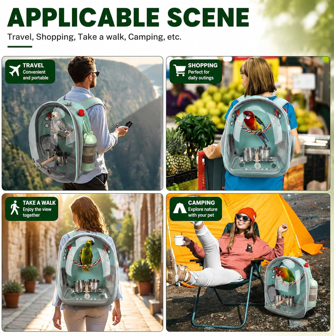 Rypet Bird Carrier Backpack Parrot Portable Breathable Bag Pet Bird