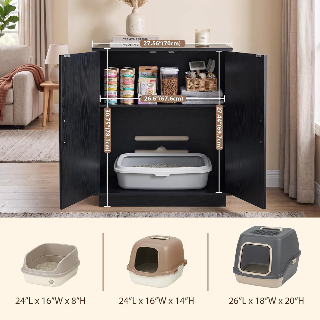 Gitelsnour 30.9'' Litter Box Enclosure Furniture- Hidden Storage