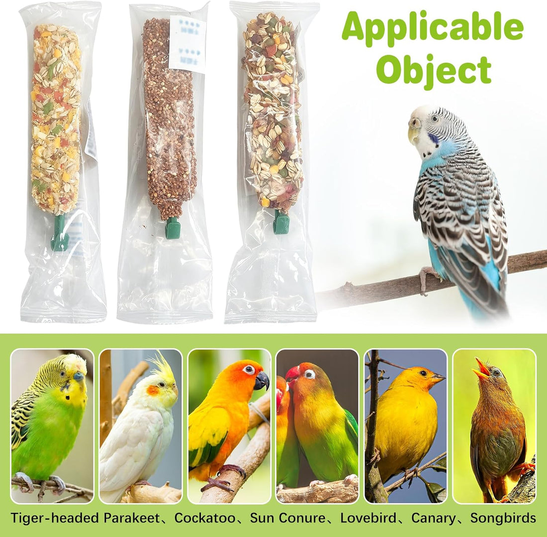 Parakeet Treats Sticks 3 PCS Bird Cereal Snacks Natural Chewing Toys