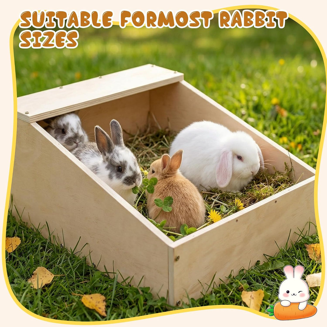 17"x12"x12" Wood Rabbit Nesting Box with Mat