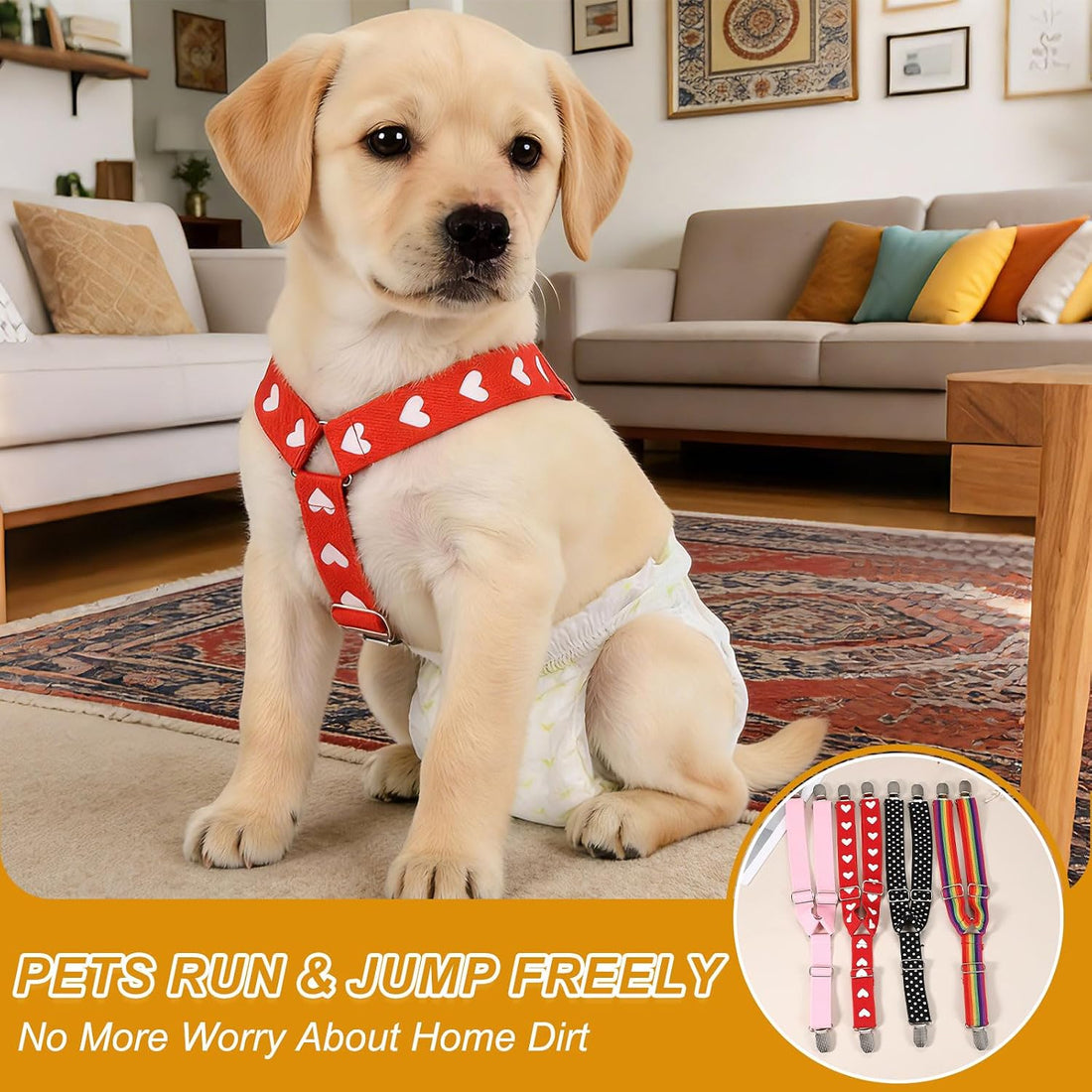 Pet Diapers Keeper Suspender, M, Black, 2 Pcs