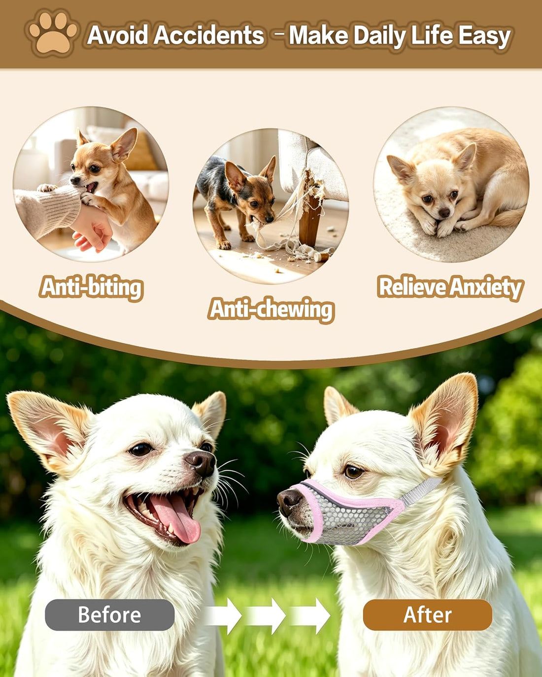 Dog Muzzle, Soft Mesh Muzzles for Small Dogs