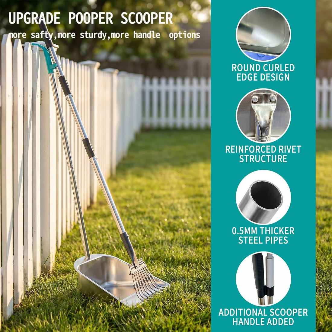 Dog Pooper Scooper for Large Dogs with Large Capacity Tray