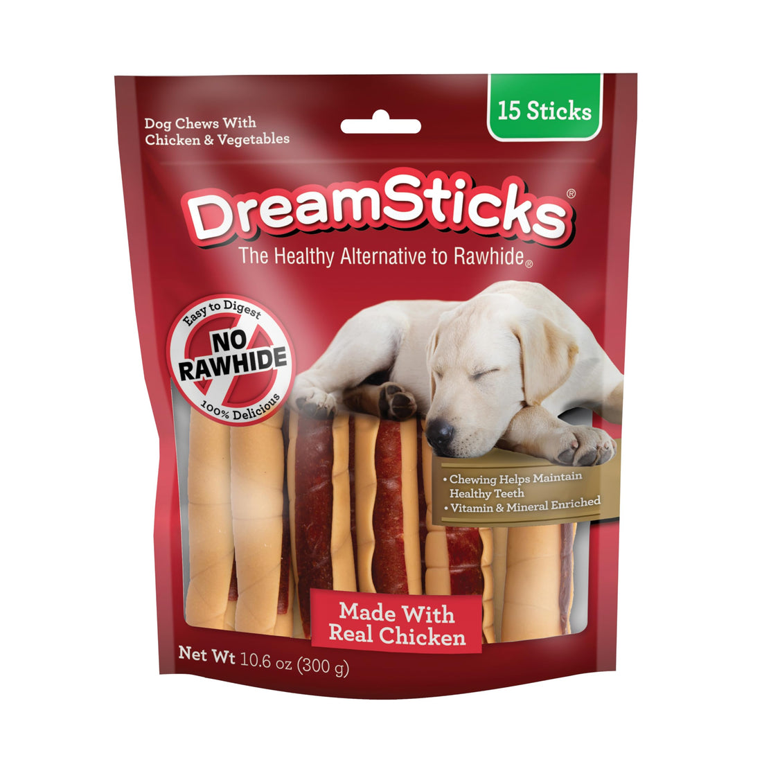 DreamBone DreamSticks With Real Chicken Chews For Dogs, 15 Count