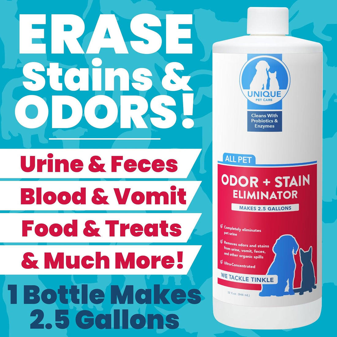 Unique Pet Odor and Stain Eliminator Liquid Concentrate