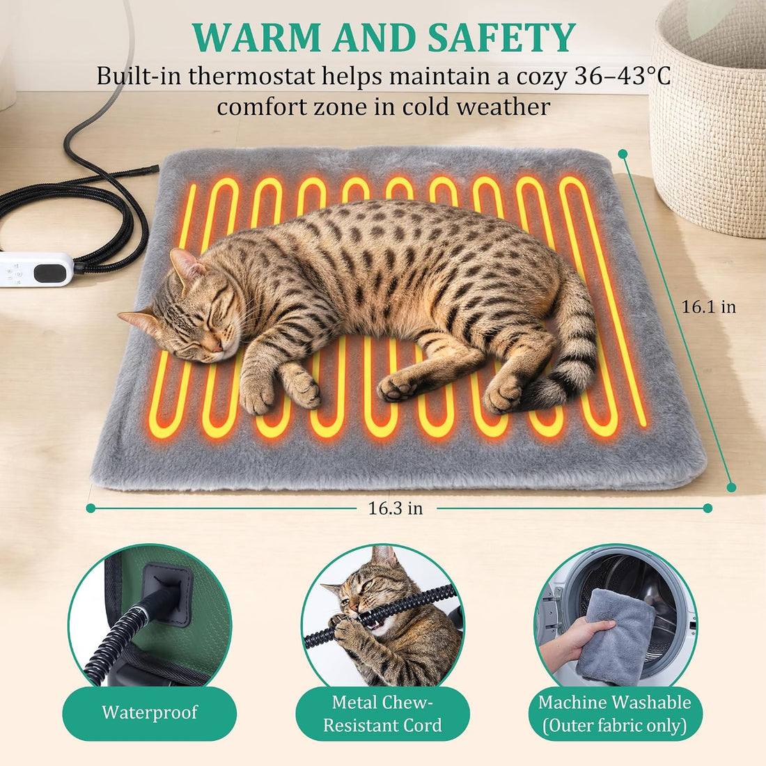 Extra Large PU Leather Heated Cat House for Outside