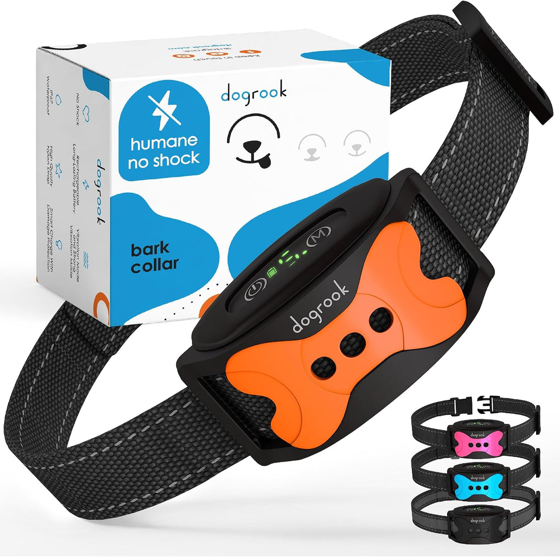 Dogrook Humane No Shock Rechargable Beep & Vibration Bark Collar