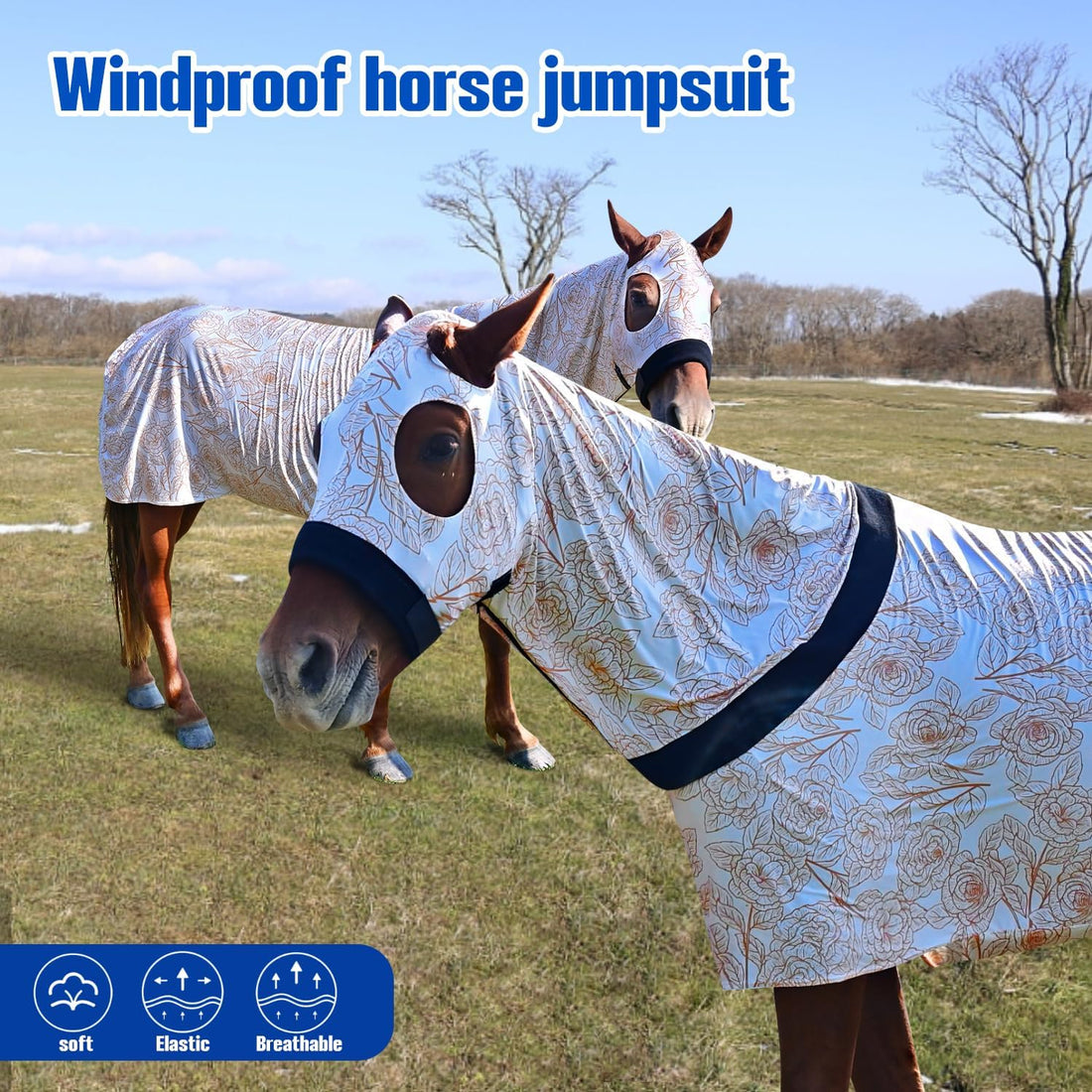 Comfortable Stretch Spandex Full-Body Horse Sheet, White, Size L