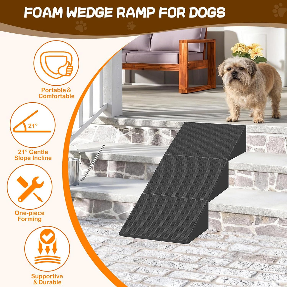 2PCS Dog Plastic Foam EVA Wedge Ramp for Indoor Stairs