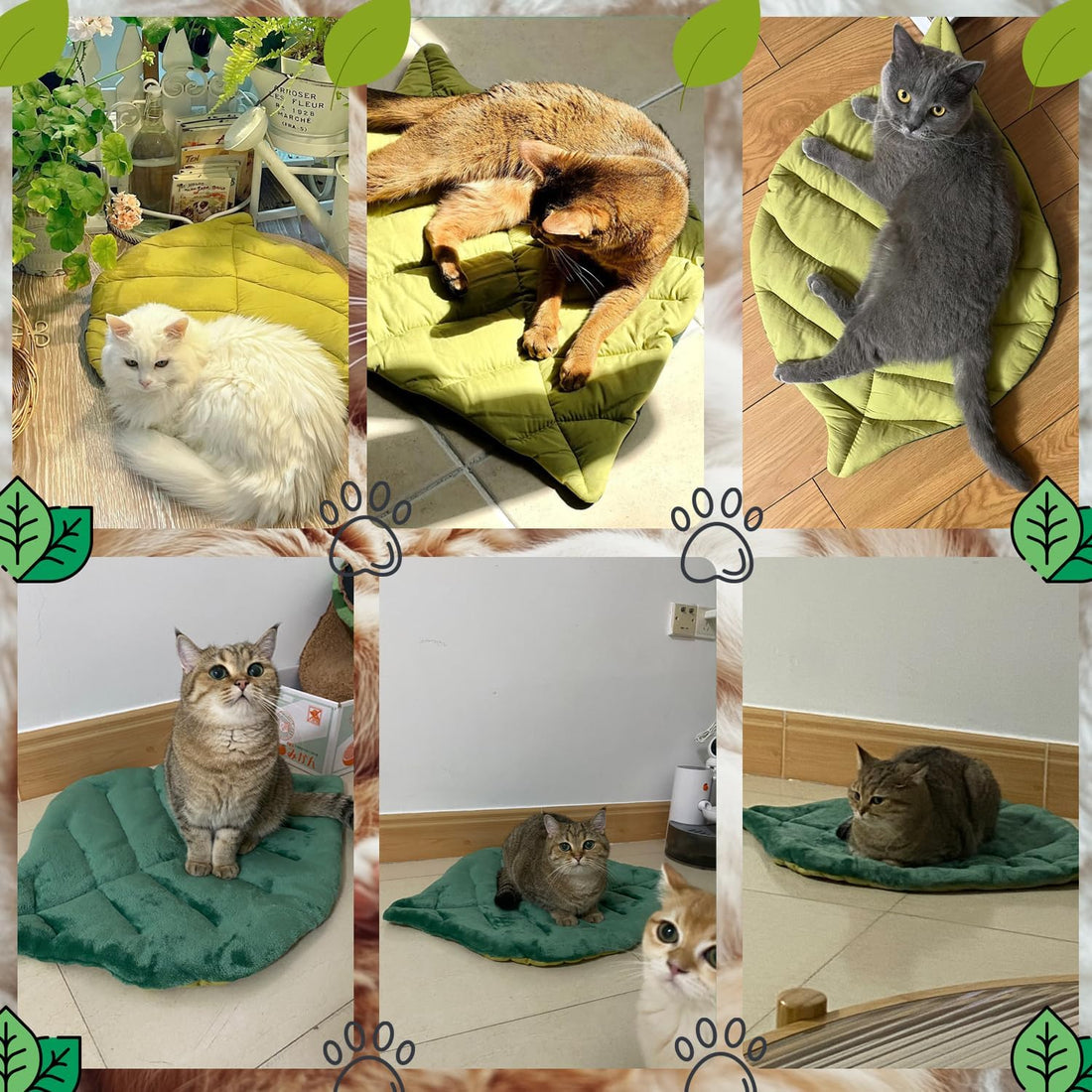 Romaneco Leaf Shaped Self-Warming Cat Bed Mat