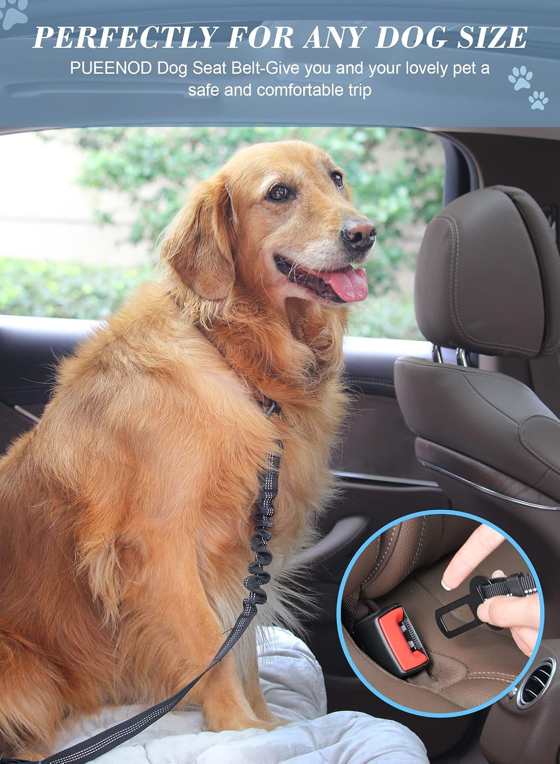 2 Pack Dog Seat Belt Adjustable Dog Car Seatbelts for Vehicle Nylon