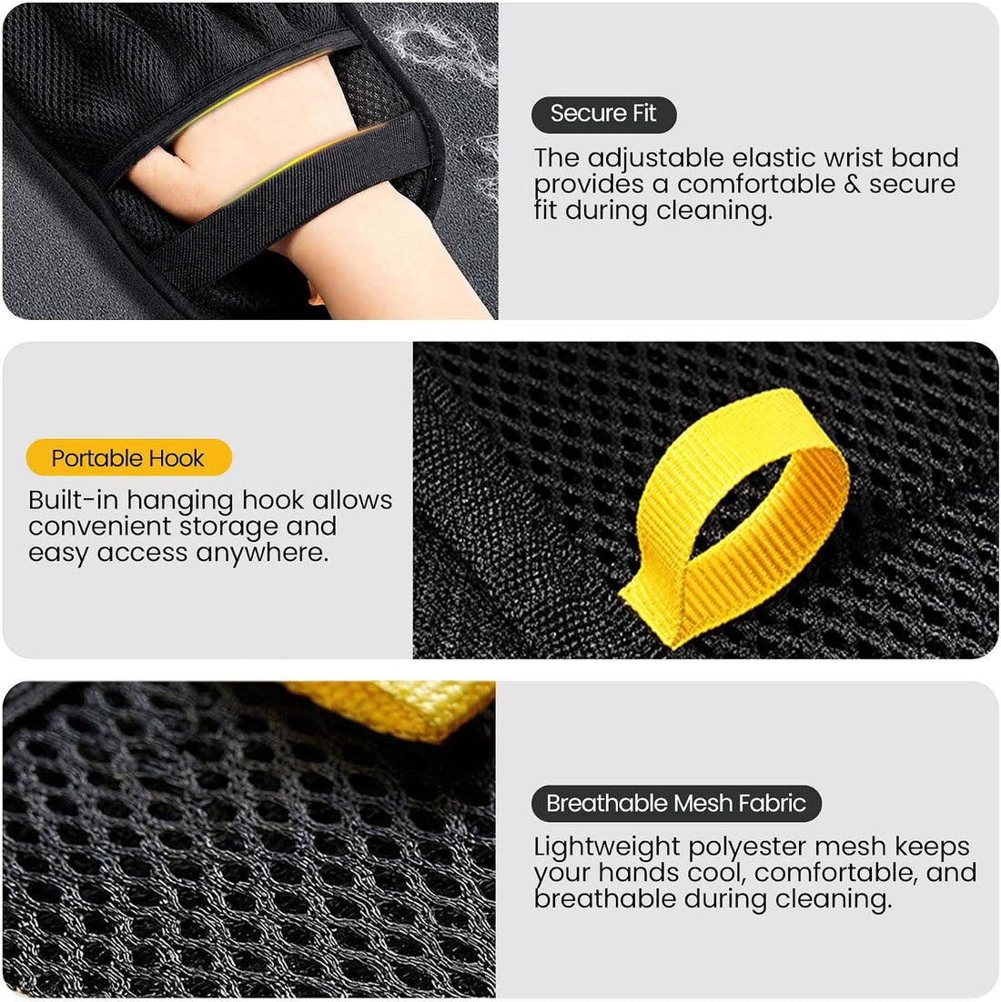 2 Pack Pet Hair Removal Glove with Pet Hair Roller 40 Sheets