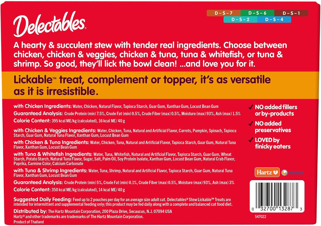Delectables Lickable Treat Stew Wet Cat Treats, Variety Pack, 50ct