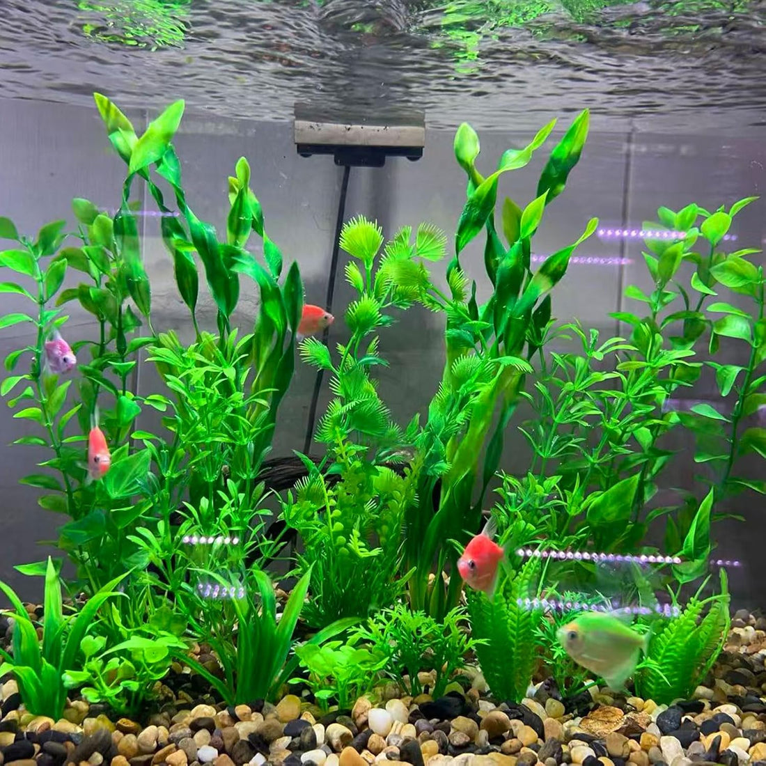 Artificial Aquarium Plants Set, Plastic Fish Tank Decorations